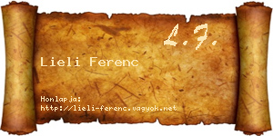 Lieli Ferenc névjegykártya